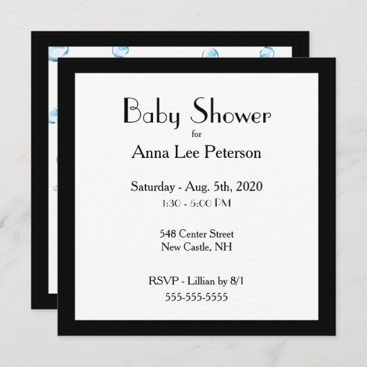 Invitation Baby shower simple (Devant / Derrière)