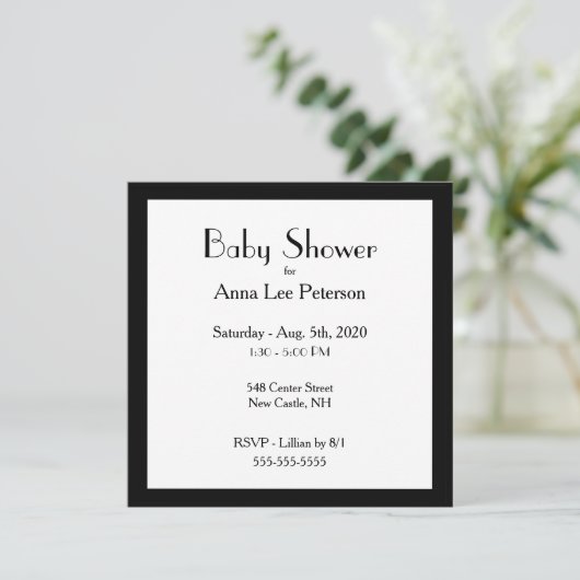 Invitation Baby shower simple (Debout devant)