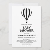 Invitation Baby shower simple à air chaud noir et blanc (Devant)