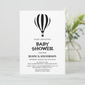 Invitation Baby shower simple à air chaud noir et blanc (Debout devant)