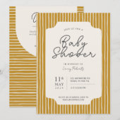 Invitation Baby shower simple à bande (Devant / Derrière)