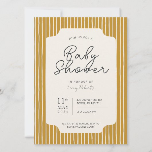 Invitation Baby shower simple à bande (Devant)
