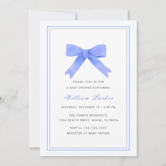 Invitation Baby shower simple à fond d'aquarelle (Devant)