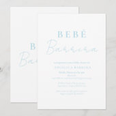 Invitation Baby shower simple Bebe Azul Invitación (Devant / Derrière)