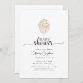 Invitation Baby shower simple Cupcake (Devant / Derrière)