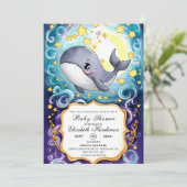 Invitation Baby shower Simple Cute Whale (Debout devant)