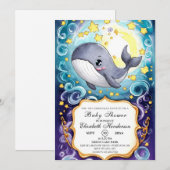Invitation Baby shower Simple Cute Whale (Devant / Derrière)