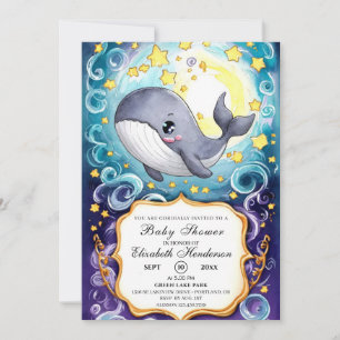Invitation Baby shower Simple Cute Whale