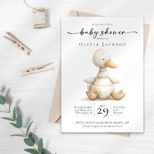Invitation Baby shower simple de canard de ferme aquarelle