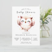 Invitation Baby shower simple de chouette modifiable (Debout devant)