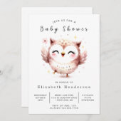 Invitation Baby shower simple de chouette modifiable (Devant / Derrière)