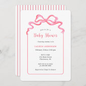 Invitation Baby shower simple de fille à la cou rose (Devant / Derrière)