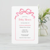 Invitation Baby shower simple de fille à la cou rose (Debout devant)