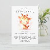 Invitation Baby shower simple de girafe modifiable (Debout devant)