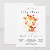 Invitation Baby shower simple de girafe modifiable (Devant / Derrière)