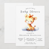 Invitation Baby shower simple de girafe modifiable (Devant / Derrière)