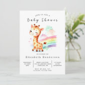 Invitation Baby shower simple de girafe modifiable (Debout devant)