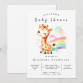 Invitation Baby shower simple de girafe modifiable (Devant / Derrière)
