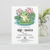 Invitation Baby shower simple de petite grenouille (Debout devant)