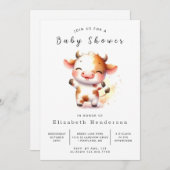 Invitation Baby shower simple de vache gracieuse (Devant / Derrière)