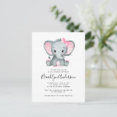 Invitation Baby shower simple d'éléphant rose (Debout devant)