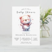 Invitation Baby shower simple d'ours heureux (Debout devant)