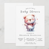 Invitation Baby shower simple d'ours heureux (Devant / Derrière)
