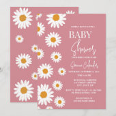 Invitation Baby shower simple Dusty Rose (Devant / Derrière)