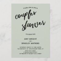 Baby shower simple, écriture manuscrite Sage Coupl