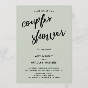 Invitation Baby shower simple, écriture manuscrite Sage Coupl