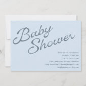 Invitation Baby Shower Simple Élégant Bleu Clair Écriture (Devant)