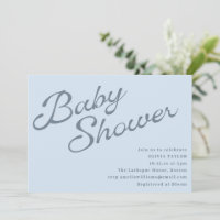 Baby Shower Simple Élégant Bleu Clair Écriture