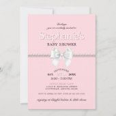 Invitation Baby shower simple élégant en verre rose Tiffany (Devant)