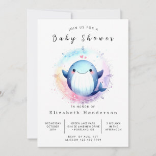 Invitation Baby shower simple en ligne pour baleines