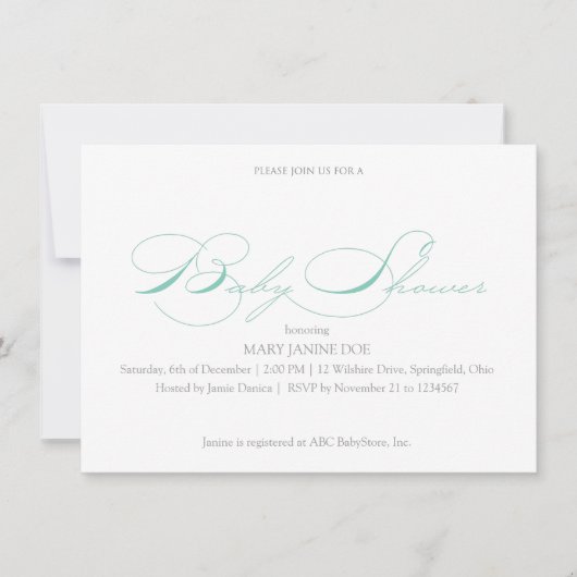 Invitation Baby shower simple en mousse de mer (Devant)