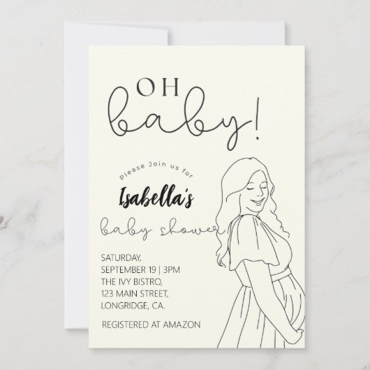 Invitation Baby shower simple et chic (Devant)