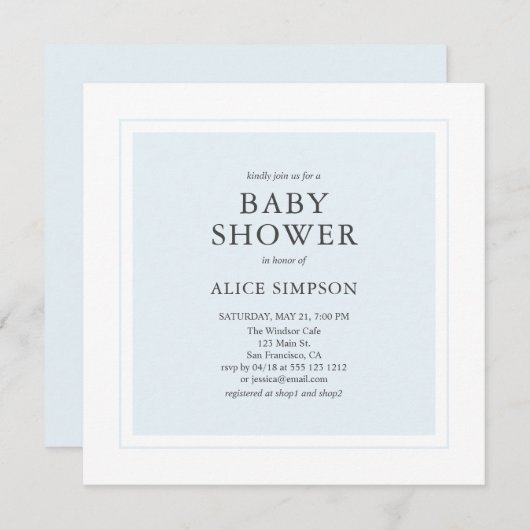 Invitation Baby shower simple et élégant (Devant / Derrière)
