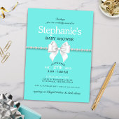 Invitation Baby shower simple et élégant Aqua Glam Tiffany