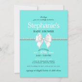 Invitation Baby shower simple et élégant Aqua Glam Tiffany (Devant)
