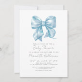 Invitation Baby Shower Simple et Élégant avec un Nœud Bleu (Devant)