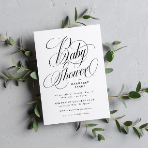 Invitation Baby shower simple et élégant en noir et blanc