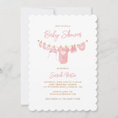 Invitation Baby shower simple et minimaliste rose à bascule (Devant)