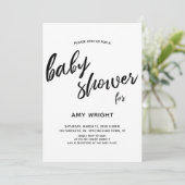 Invitation Baby Shower Simple et Moderne avec Écriture Manusc (Debout devant)
