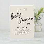 Invitation Baby shower simple et moderne d'écriture manuscrit (Debout devant)
