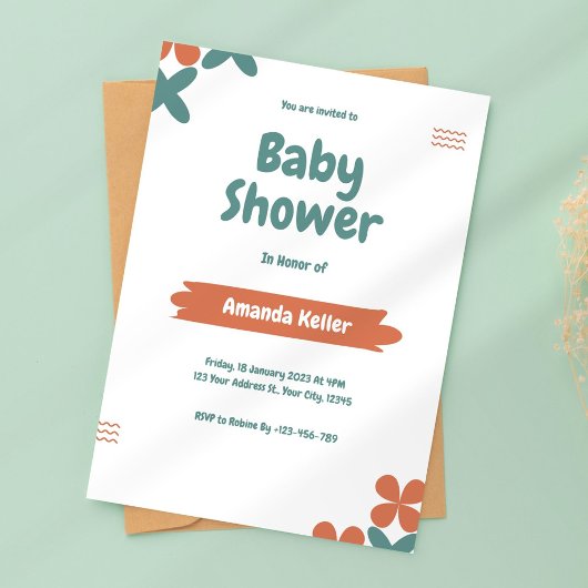 Invitation Baby shower simple minimaliste