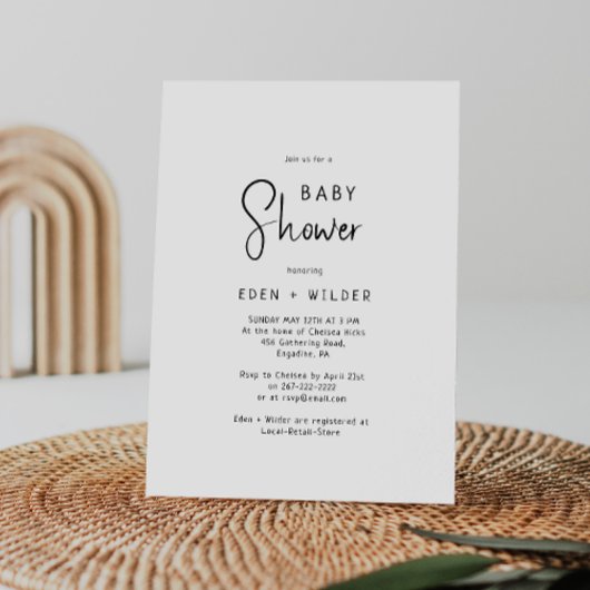 Invitation Baby shower simple moderne Neutral Couples