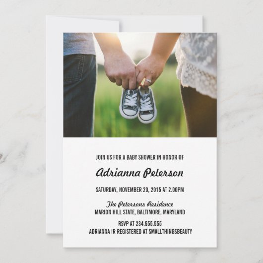 Invitation Baby shower simple moderne photo en couple (Devant)