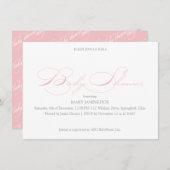 Invitation Baby shower simple Petal Pink (Devant / Derrière)