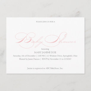 Invitation Baby shower simple Petal Pink