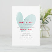 Invitation Baby shower simple petit amoureux (Debout devant)